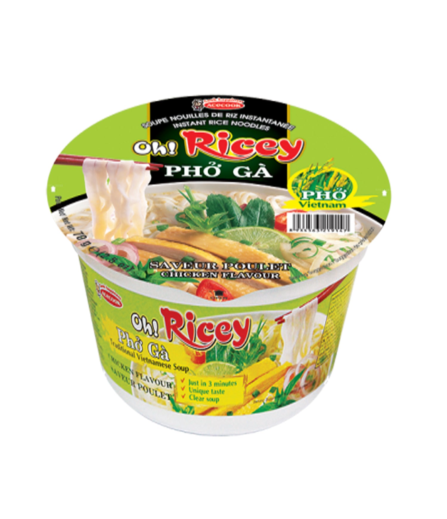 Acecook – Oh! Ricey Instant Rice Noodles (Chicken Flavour) 71g