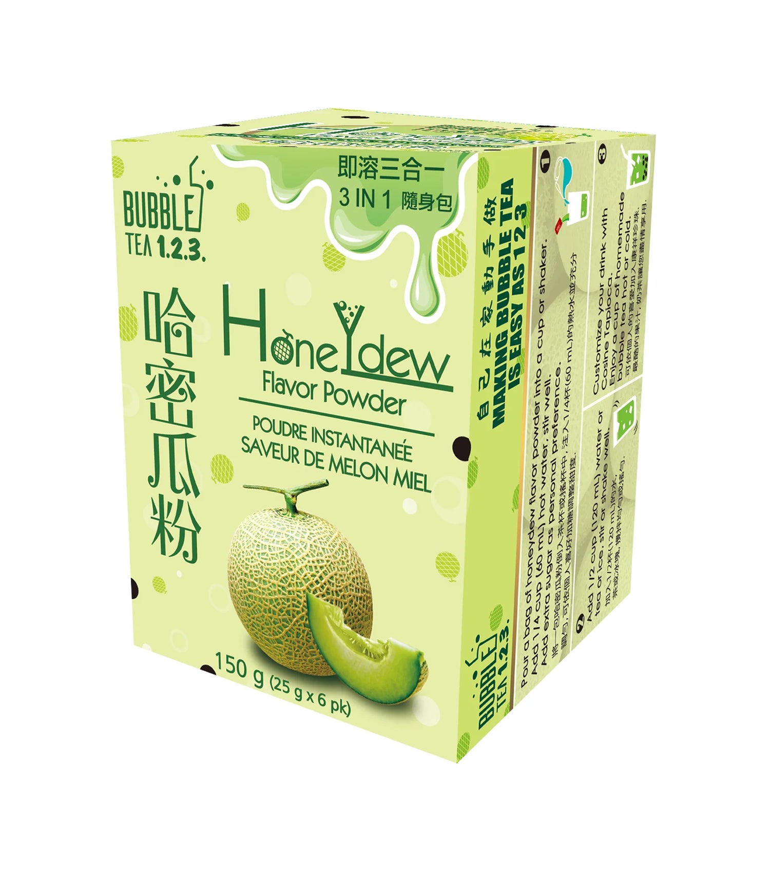 Bubble Tea 1.2.3. - Honeydew Flavor Powder 3 in 1 150g