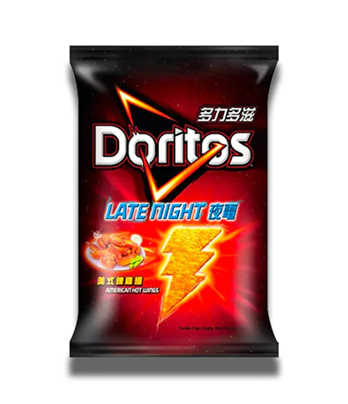 Doritos Late Night snack bag with red and black design