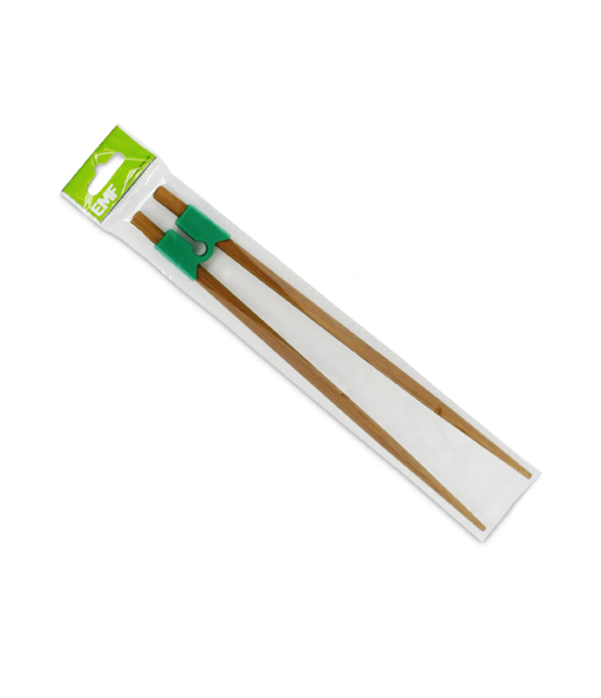 Packaged bamboo chopsticks with a green accent on the packaging.