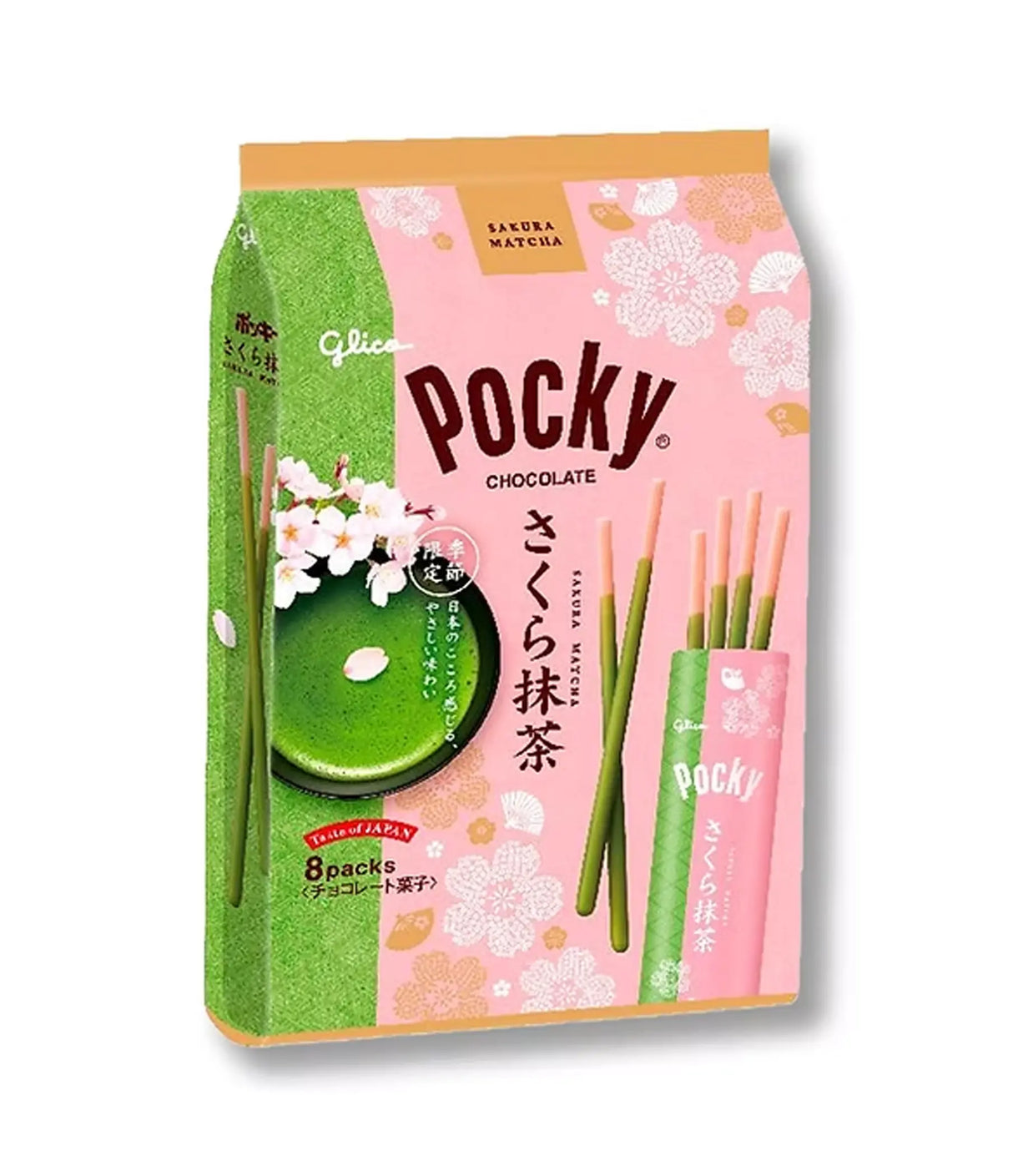 Glico - Pocky Chocolate Sakura Matcha Biscuit Sticks 101.6g