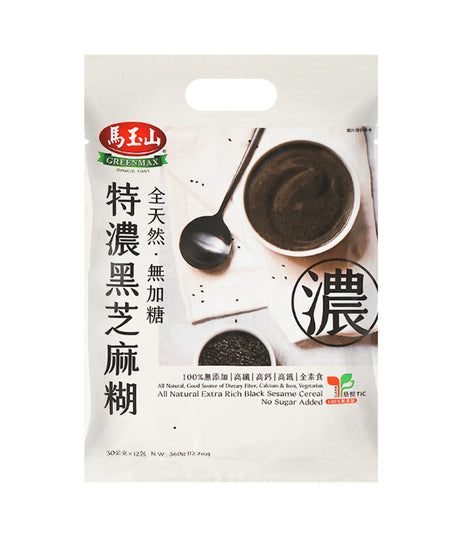 Package of black sesame paste with text and images on a white background