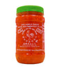 A jar of Huy Fong Foods Chili Garlic Sauce, 226g, with a red label and green lid.