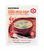 A packet of Kikkoman Instant Shiro Miso Soup, showing an image of a bowl of soup and the ingredients listed on the front.