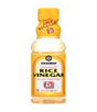 A bottle of Kikkoman Seasoned Rice Vinegar with a yellow cap and label, indicating the product is 296ml in size.