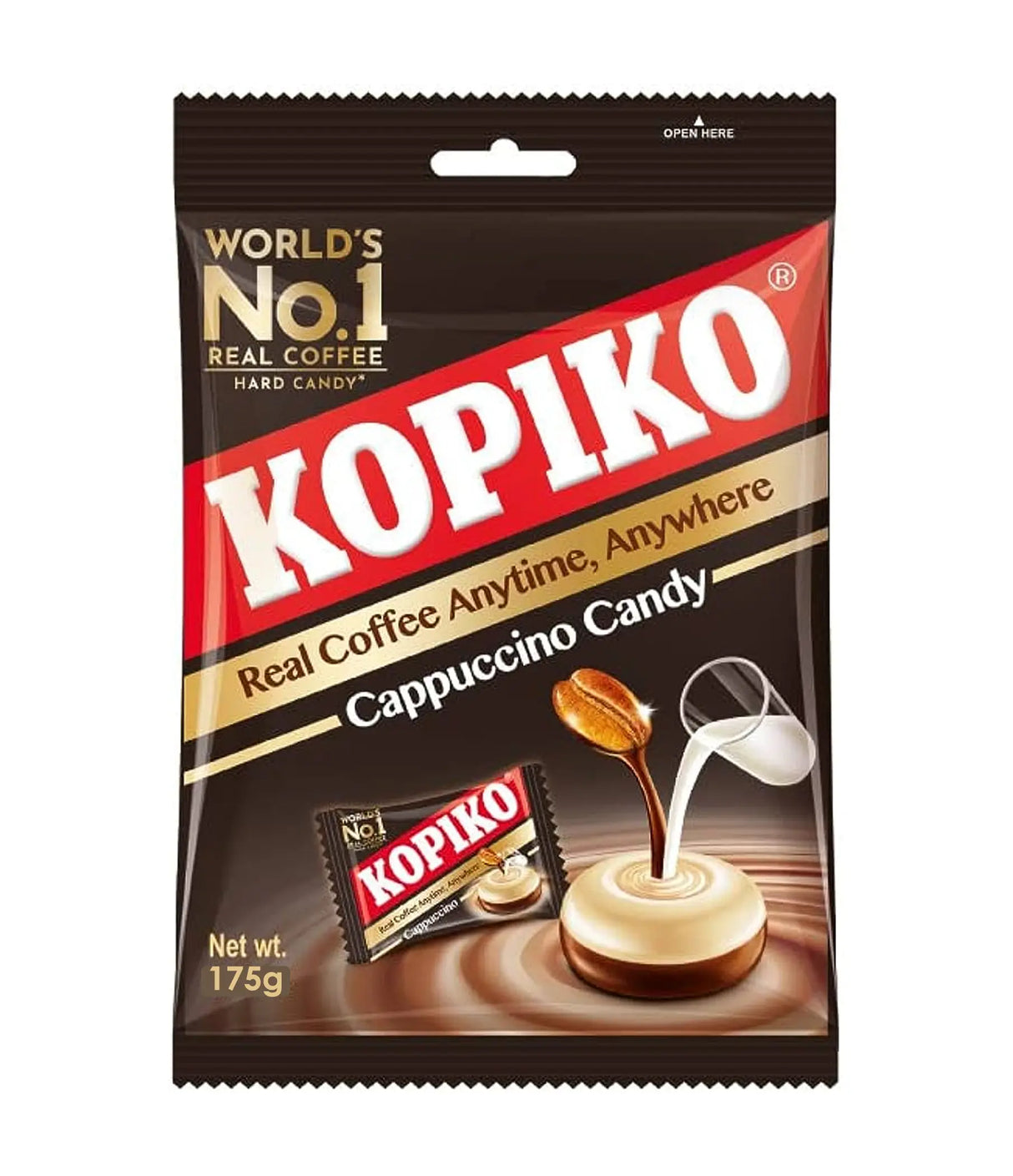 Kopiko cappuccino candy package on a white background
