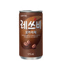 A can of Lotte Mocha Latte, 175ml, with Korean text and coffee bean graphics on the packaging.