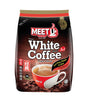Packaging of Meet U White Coffee 3-in-1 featuring a cup of coffee and coffee beans on the front.
