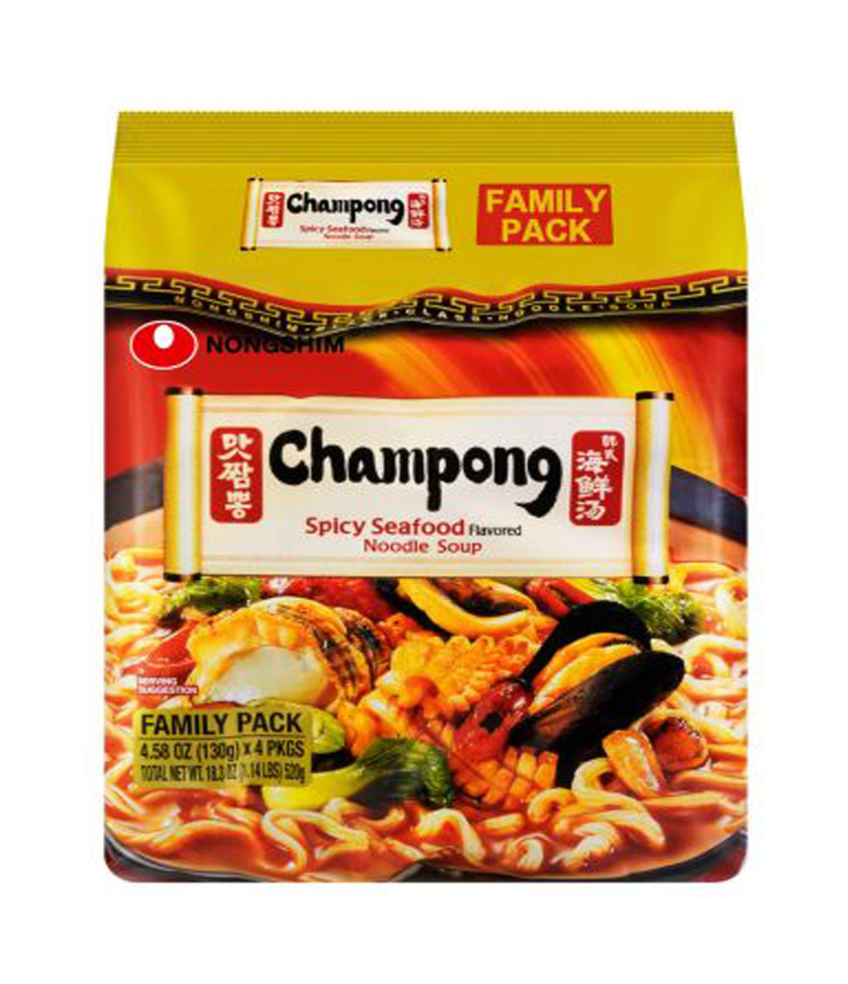 Nongshim - Champong Spicy Seafood Noodle Soup 4x130g