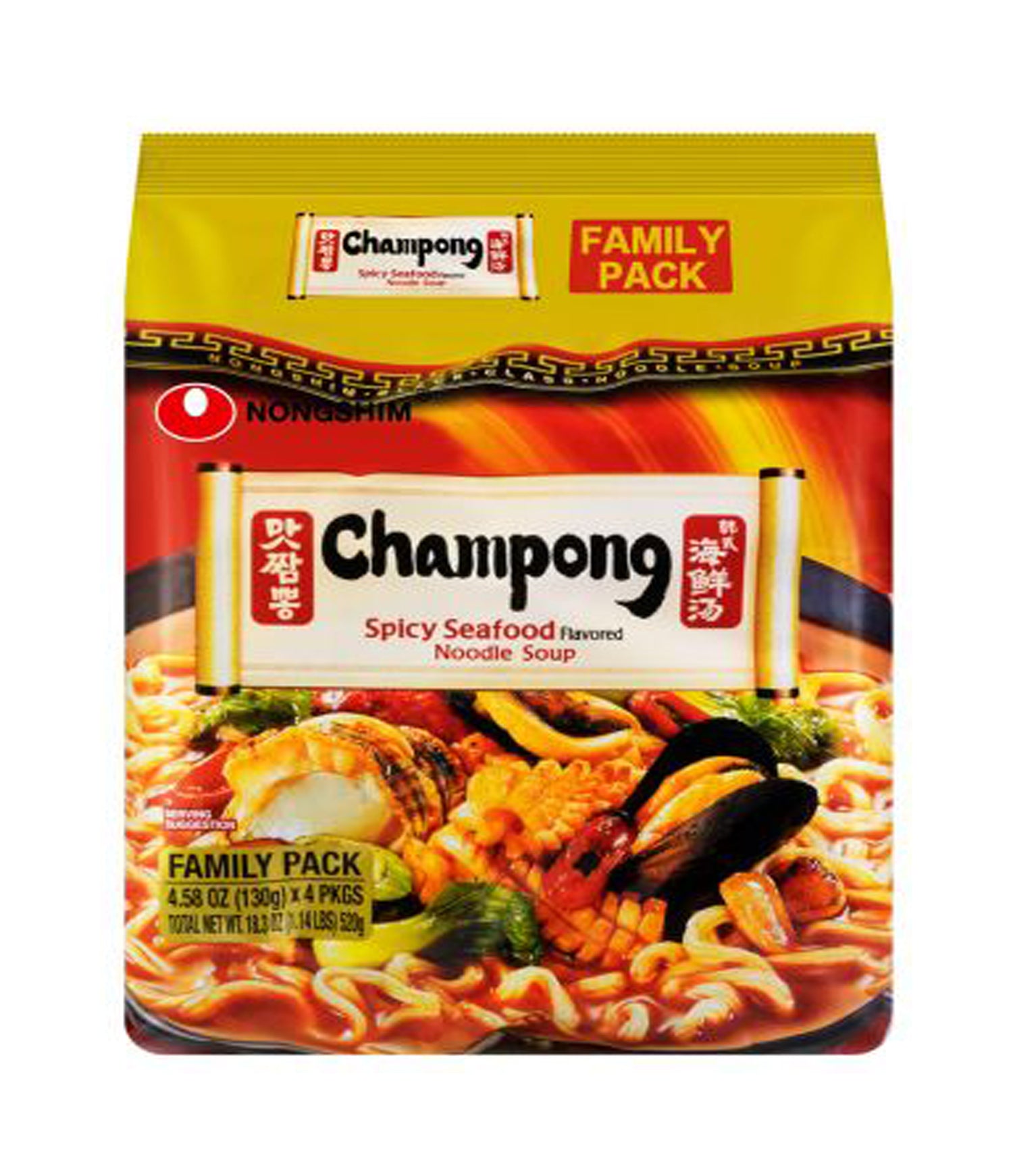 Nongshim - Champong Spicy Seafood Noodle Soup 4x130g