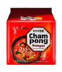 Packaging of Champong Ramyun with a red background