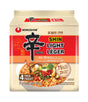 Packaging for Nongshim Shin Light Air Dried Noodle Soup showing the product name, image of the noodles, and that it contains 4 packs.