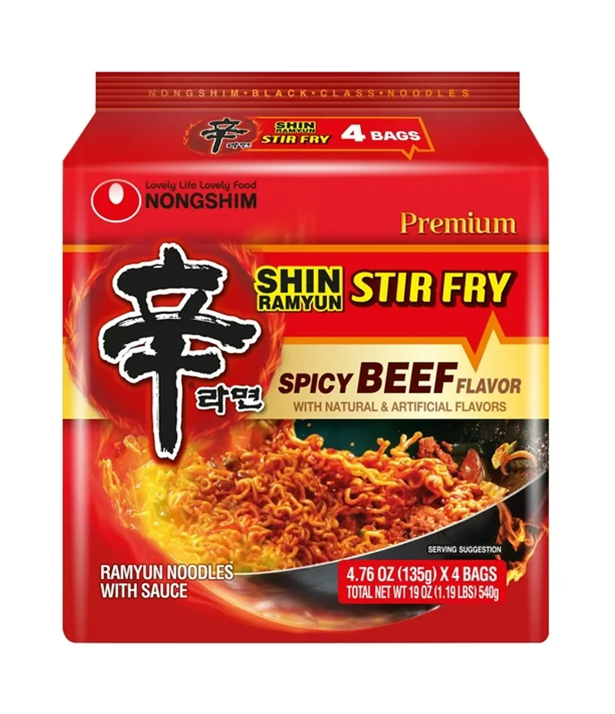 Nongshim - Shin Ramyun Stir Fry Spicy Beef 4x135g