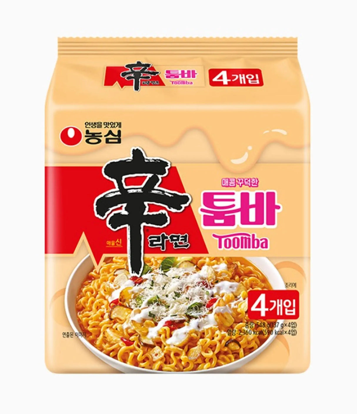 Packaging of Nongshim Shin Ramyun Stir Fry Toomba showing a bowl of noodles with vegetables and a side of gochujang sauce.