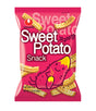 A package of Nongshim Sweet Potato Snack featuring an illustration of a smiling sweet potato character, with the product visible through a clear window.