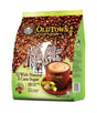 Old Town White Coffee package with coffee beans and a cup of coffee on a white background