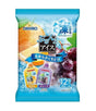 Orihiro fruit ice pack with orange and grape flavors on a blue background