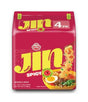 Packaging of Jin Spicy noodle soup with red background and yellow text