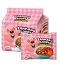 Two packages of Zanmang Loopy Jjajang Noodle with a pink checkered pattern on a white background.