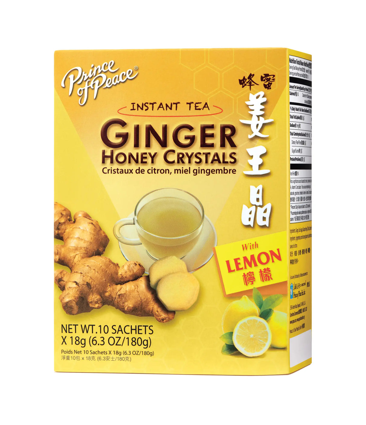 Prince of Peace - Instant Tea Ginger Honey Crystals (Lemon Flavor) 10x18g