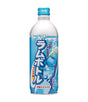 A bottle of Sangaria Ramu Bottle Carbonated Drink with Japanese text and blue design elements on the label.