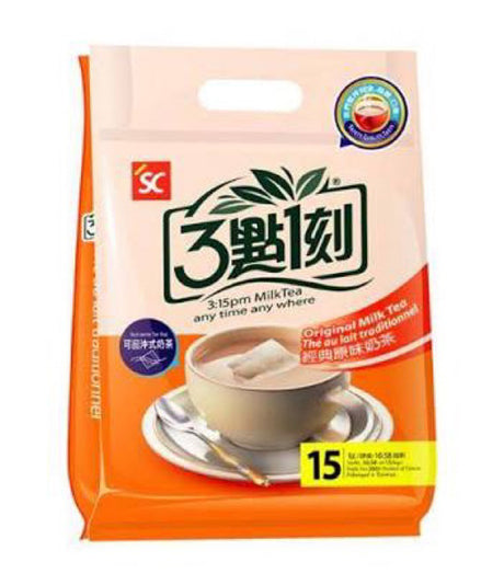 Packaging for Shih Chen 3:15pm Original Milk Tea showing a cup of milk tea and the text indicating the product is from Taiwan.