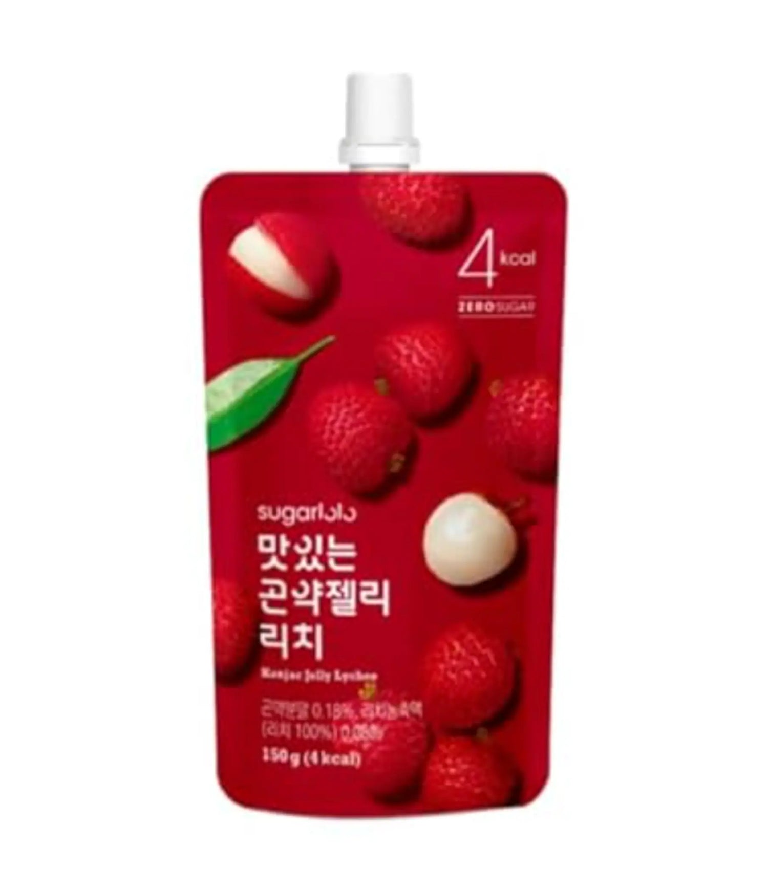 Red packaging of a jelly product with white text on a white background