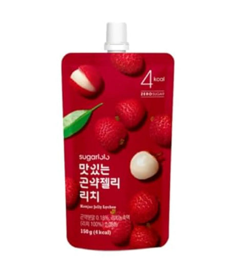 Red packaging of a jelly product with white text on a white background