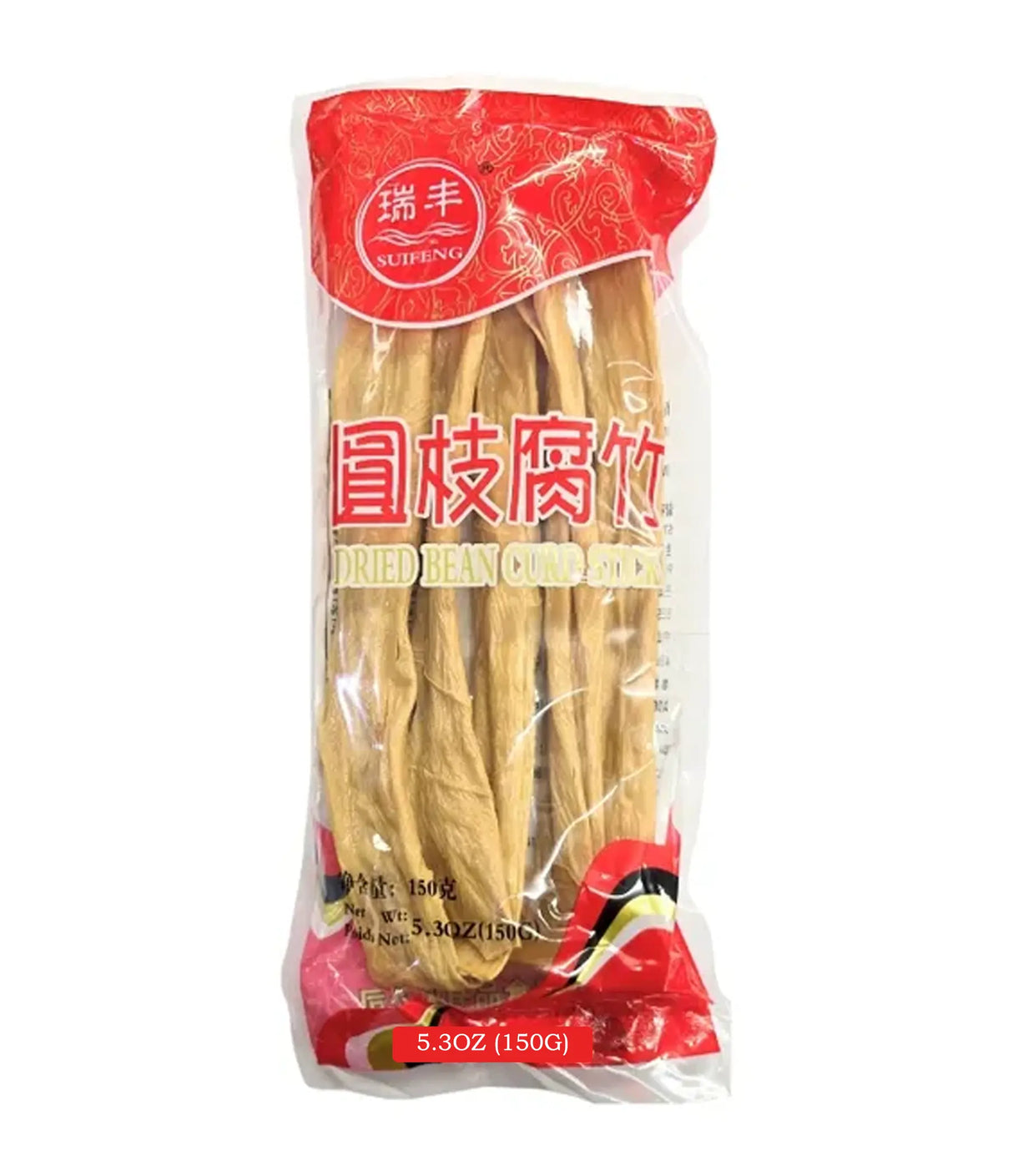 Packaged dried lotus roots with a red label on a white background