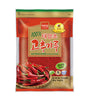 Packaging of Wang Red Pepper Powder featuring a picture of red peppers and text including the product name and weight.