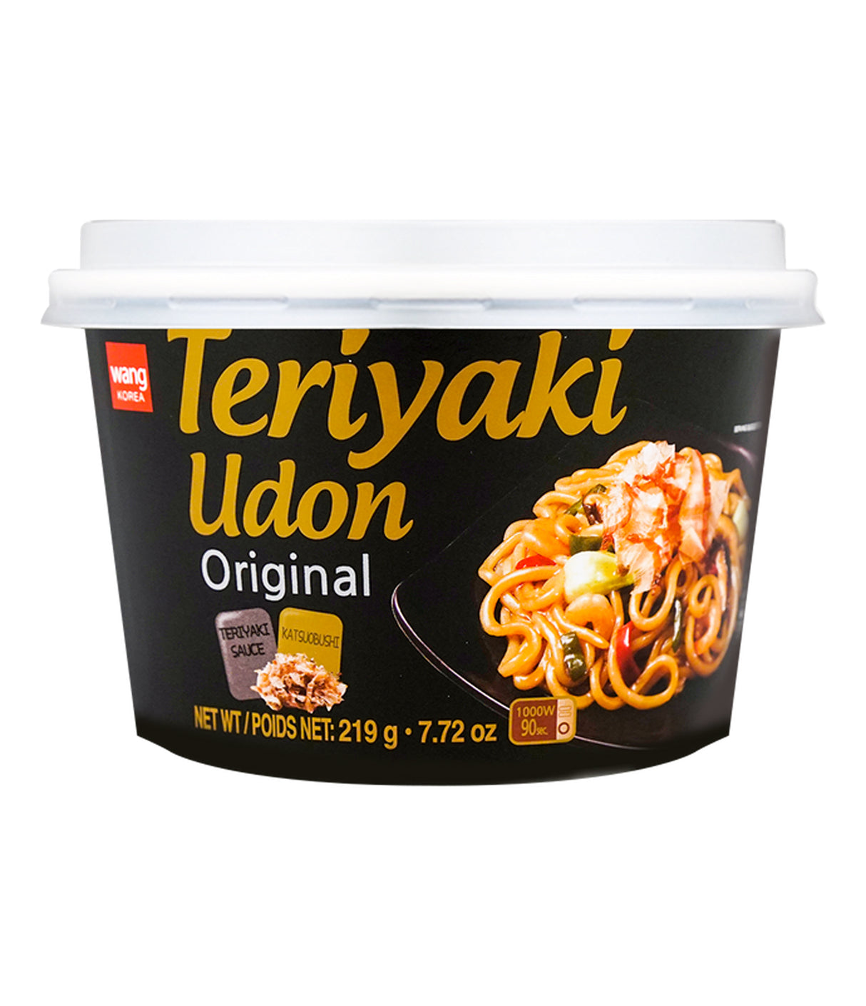 Packaging of Wang Teriyaki Udon Original showing the product name, weight, and an image of the noodles with teriyaki sauce.