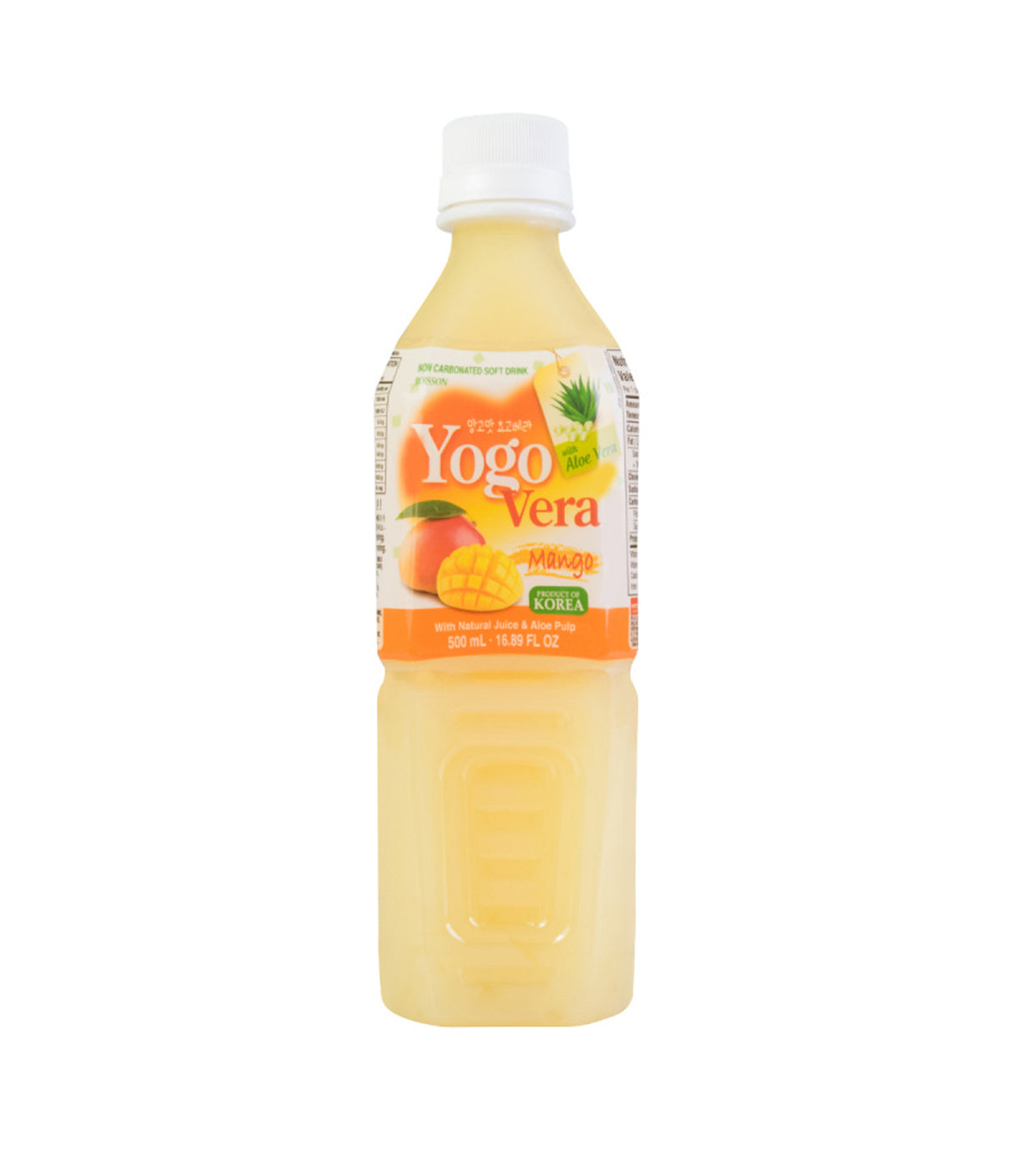 A bottle of Wang Yogo Vera Drink with mango flavor, 500ml.