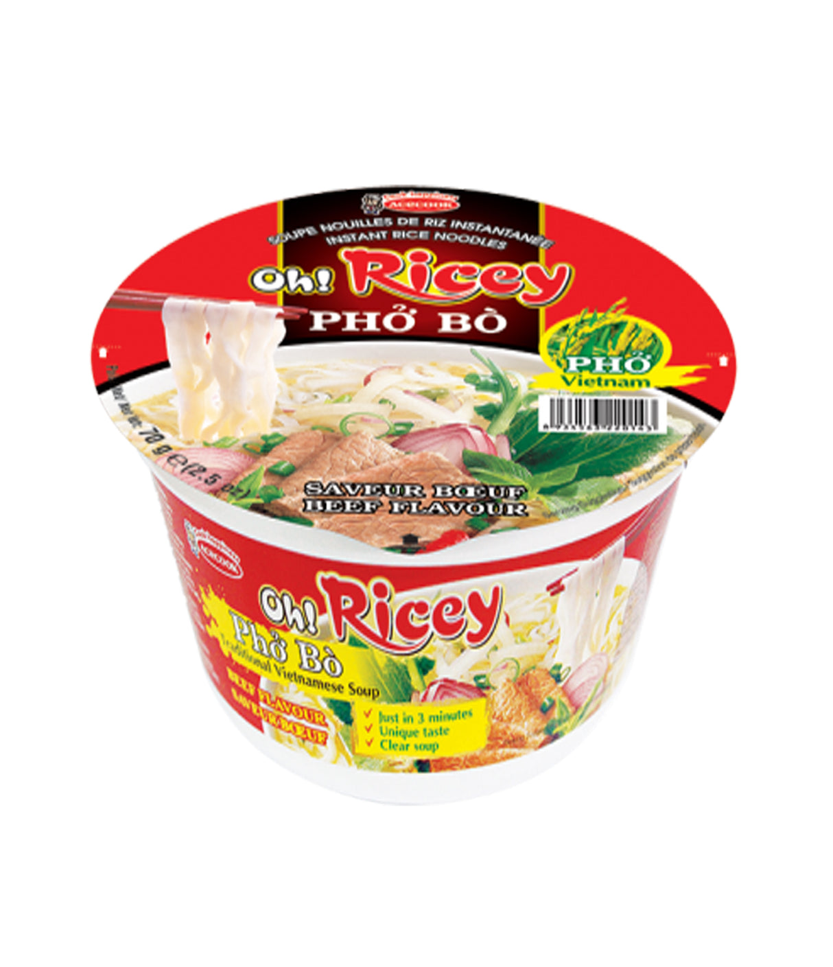 Acecook – Oh! Ricey Instant Rice Noodles (Beef Flavour) 71g