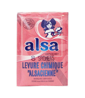 Pink packaging of Alsa yeast with brand logo and text on a white background
