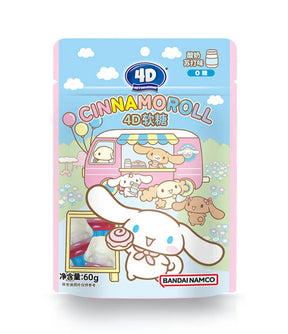 Cinnamoroll 4D candy package with colorful design and BANDAI NAMCO branding.