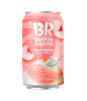 Baskin Robbins Milky Soda Peach Yogurt can on a white background