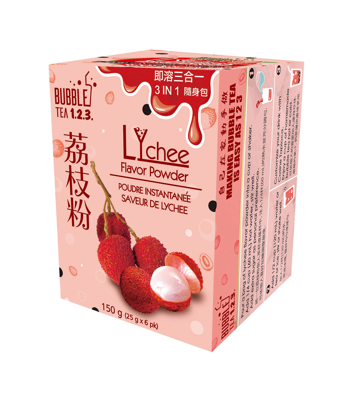 Bubble Tea 1.2.3. - Lychee Flavor Powder 3 in 1 150g