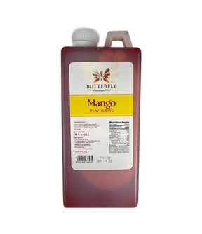 Butterfly mango flavoring bottle on a white background