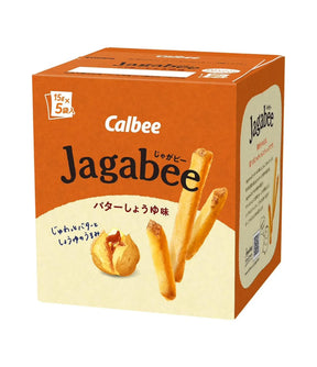 Calbee Jagabee snack stick packaging on a white background