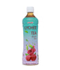 Bottle of lychee tea on a white background