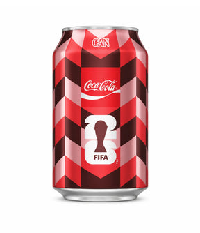 Coca-Cola can with FIFA logo on a white background