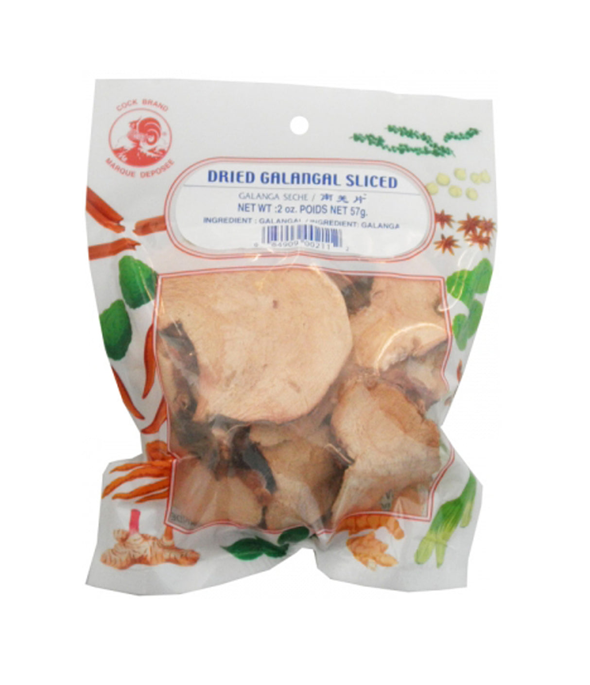 Cock Brand - Dried Galangal Sliced 57g