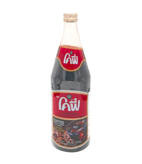 Bottle of coffee creamer with a red label on a white background