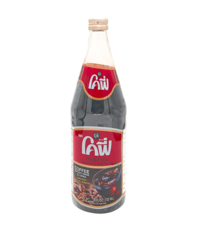 Bottle of coffee creamer with a red label on a white background