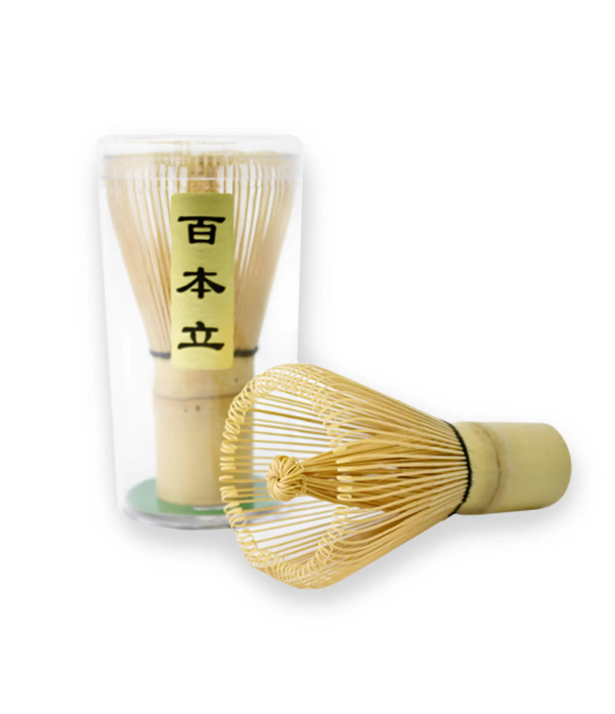 Bamboo whisk with packaging on a white background