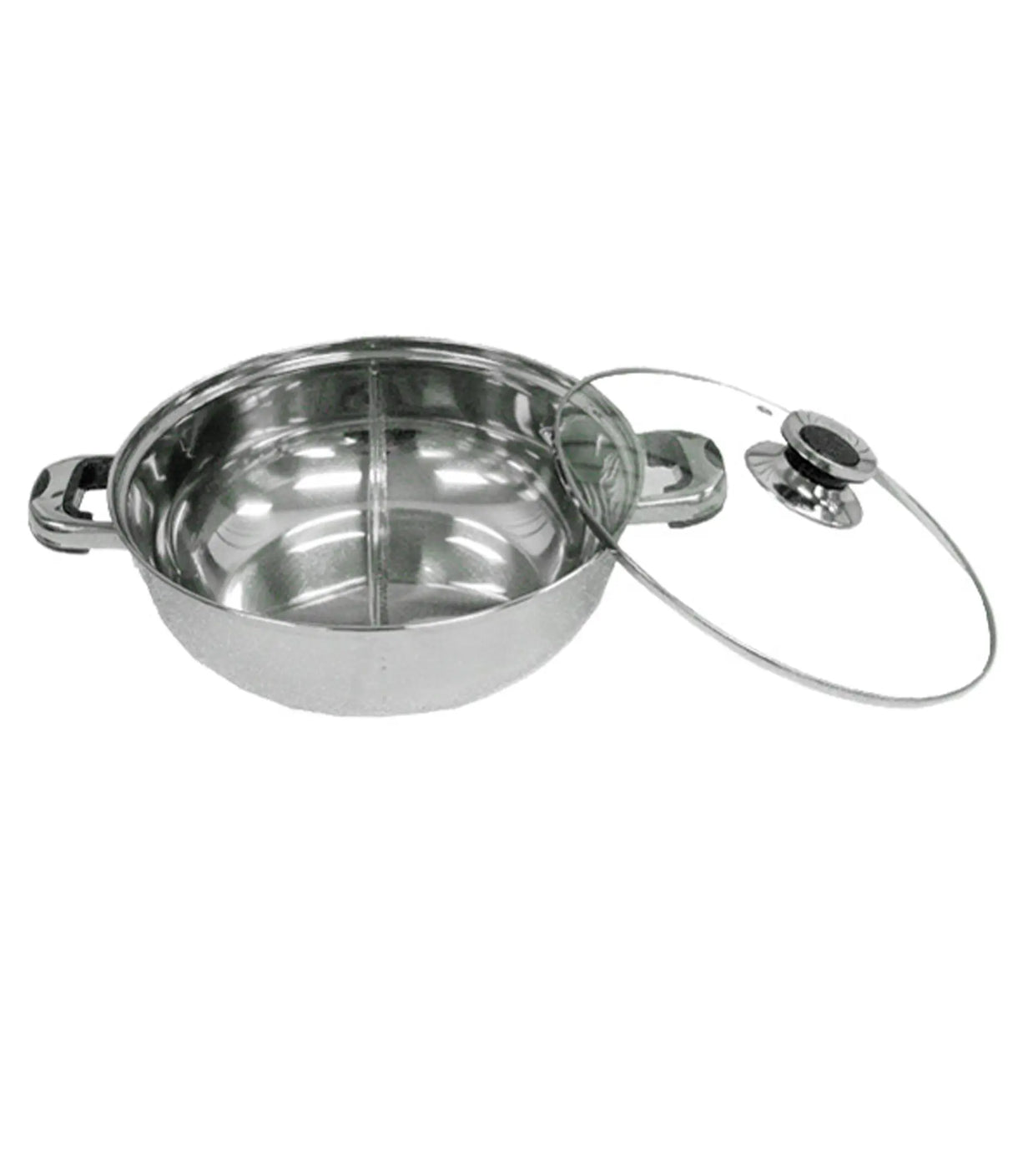 EMF - Stainless Steel Fondue Pot with Partition and Glass Lid 28cm