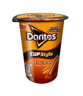 A cup of Doritos CUP Style with Smoked Cheese flavor, packaging displays the brand logo and the product name.