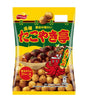 A bag of Frito-Lay Takoyaki Hibachi (octopus stir-fry) snack. The packaging features a bright yellow and green design with bold red Japanese text, a photo of cooked octopus balls in a bowl, and a cartoon red octopus character.