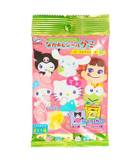 Packaged candy with cartoon characters on a white background