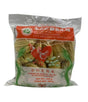A 400g bag of On Lee Oriental Style Chicken Egg Noodles, featuring a clear plastic bag with a prominent red and white label and green decorative borders.